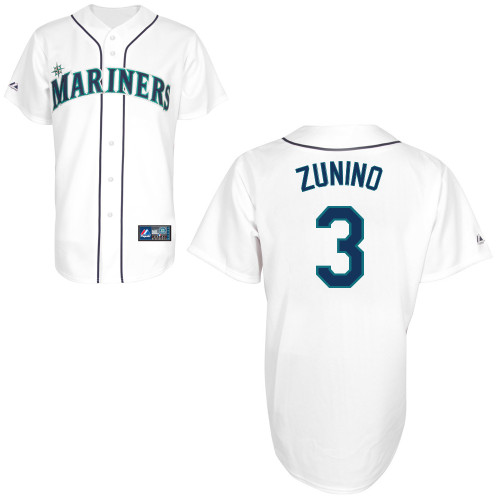 Mike Zunino #3 Youth Baseball Jersey-Seattle Mariners Authentic Home White Cool Base MLB Jersey